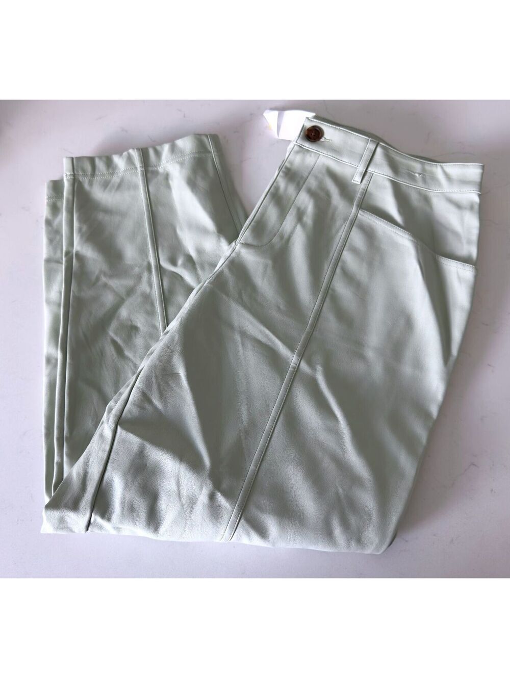 A New Day Sage Green High Purchase Faux Leather Straight Leg Pant Women Size 16